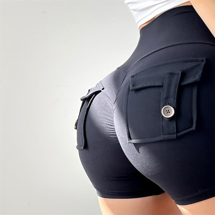 Womens Cargo High Waisted Workout Shorts With Scrunch Butt And